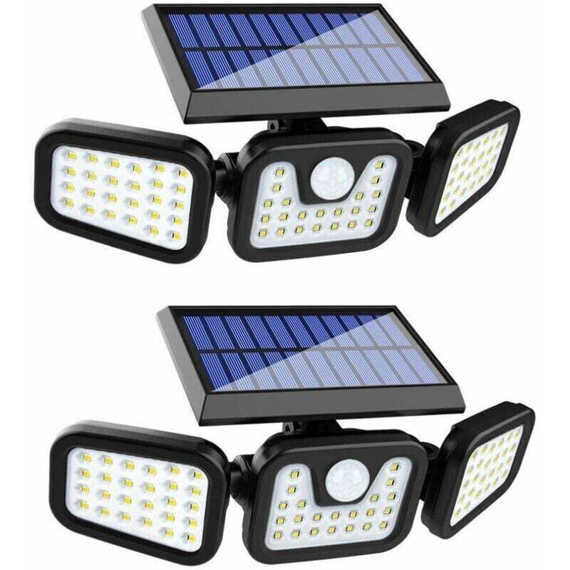Lampe Solaire Extérieur,(pack de 2) 74 led, étanche IP65, éclairage grand angle 360 °, lumière solaire avec détecteur de mouvement, pour jardin,