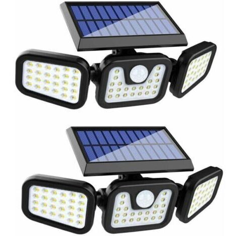 Lampe Solaire Extérieur,(pack de 2) 74 LED, étanche IP65, éclairage grand angle 360 ​​°, lumière solaire avec détecteur de mouvement, pour jardin, entrée