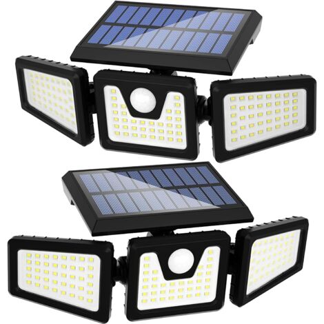 Lampe Solaire Extérieur,(pack de 2) 74 LED, étanche IP65, éclairage grand angle 360 ​​°, lumière solaire avec détecteur de mouvement, pour jardin, entrée