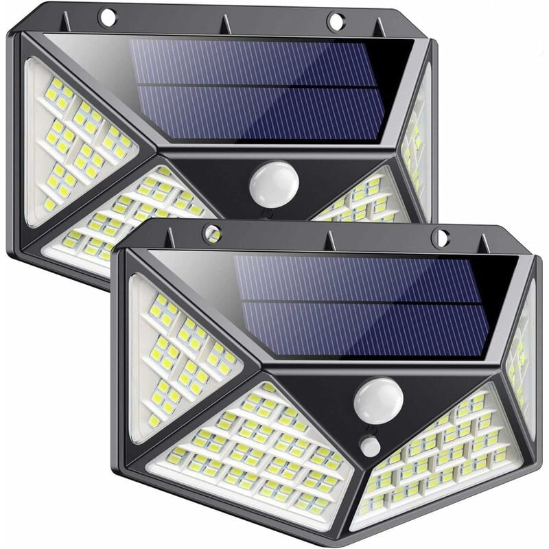 Lampe Solaire Extérieur 162 led 2 Pack [Dernière Version Verte 2200mAh] Détecteur de Mouvement Éclairage Solaire Extérieur Sans Fil étanche Spot