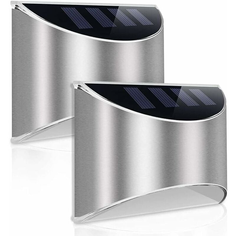 Lampe Solaire Extérieur 2 Pack led Lumière Solaire Eclairage Sans Fil Lampe Mural Etanche pour Jardin Patio Cour