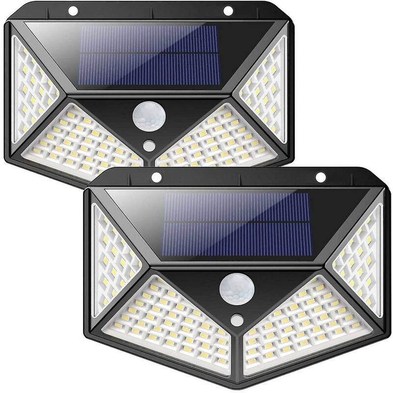 Lucky-88 - Lampe Solaire Extérieure 2 Pack100 Led 1200mah clairage Extérieur tanche 270 Capteur de Mouvement de Lumière Solaire 180 Projecteur