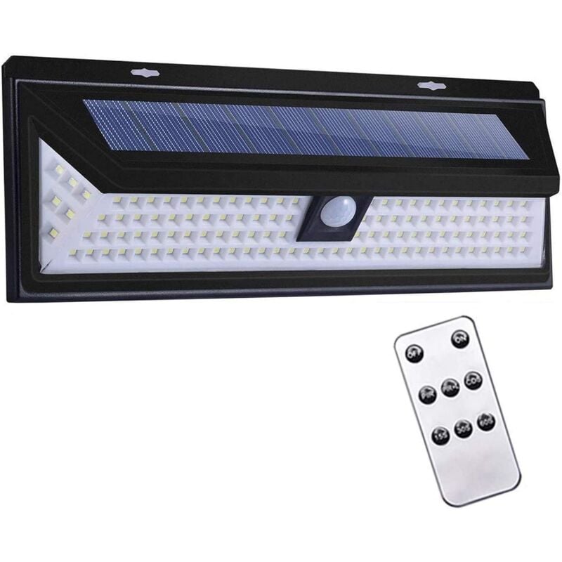 Lampe solaire extérieure, 80 Led avec 2 têtes, lampe de sécurité solaire pour l'extérieur avec détecteur de mouvement, lampe de sécurité solaire pour