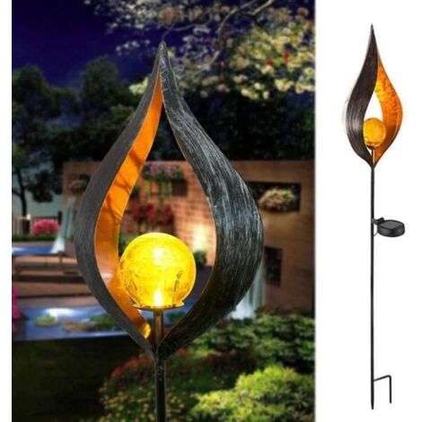 Lampe Solaire Flamme Extérieur - Angle Mars - LED Rétro Fer Bronze - Jardin Pelouse
