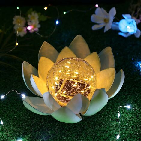 Étanche Pour décoration de jardin ou de piscine Orange POHOVE Lampe solaire en forme de fleur de lotus flottante LED 