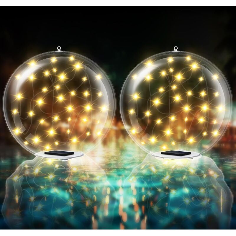 Lampe solaire flottante pour piscine, lumière chaude, boule transparente avec télécommande, luminaire décoratif de jardin (lumière chaude)