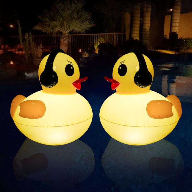 Lampe Solaire Flottante pour Piscines, Lumière Piscine Étanche Flotante de 42cm, Lumiere Piscine LED Canard Embrasé, Lumière Solaire Bassin