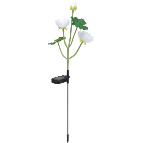 Lampe solaire Flower Light IP65 étanche LED avec prise de terre pour jardin terrasse cour (fleur blanche LED colorée)