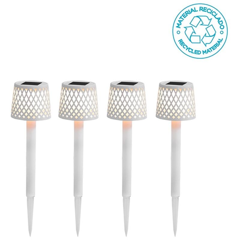 Gretita Pack 4 Lampe de table avec charge solaire et batterie rechargeable. Lumière led chaud. Fabriquée en Espagne