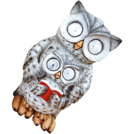 Lampe Solaire Hibou Mère Et Fils Décoration De Jardin Éclairante Pour Cour
