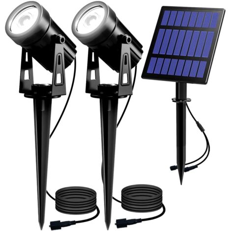 Lampe Solaire Jardin 2 EN 1 Spot Solaire Lampe Solaire Extérieur Projecteur Solaire Exterieur avec Etanche IP65 pour Arrarbres, Jardin, Chemins, Pelouses, Terrasses [Classe énergétique A+++]