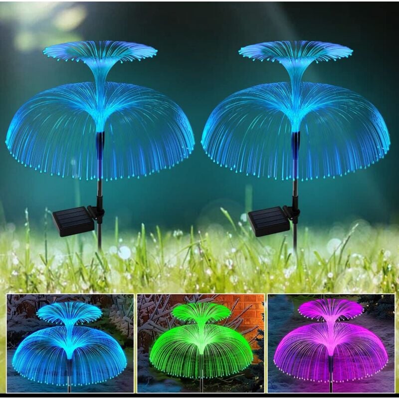 Lampe Solaire Jardin, 2 Pièces lampes Solaires Lumière Décoratives en Forme de Méduse, Led Méduse Lampes Solaires Extérieures