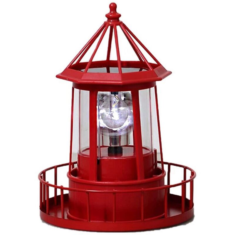Lampe Solaire Jardin 360 Degrés Rotative Phare Étanche LED Décoration Extérieur
