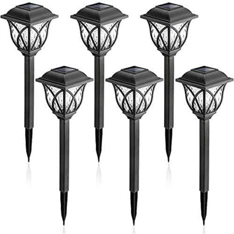 Lampe Solaire Jardin Chemin à Grille Carrée, LED Blanche, Lot de 6, Lampe à Piquer Pelouse Extérieure