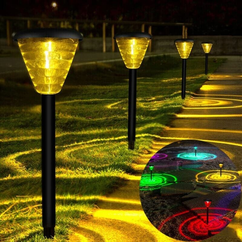 Lampe Solaire Jardin, Eclairage Exterieur Decorative avec Lumiere Chaude et Couleurs rgb IP65 Imperméable pour Route Patio
