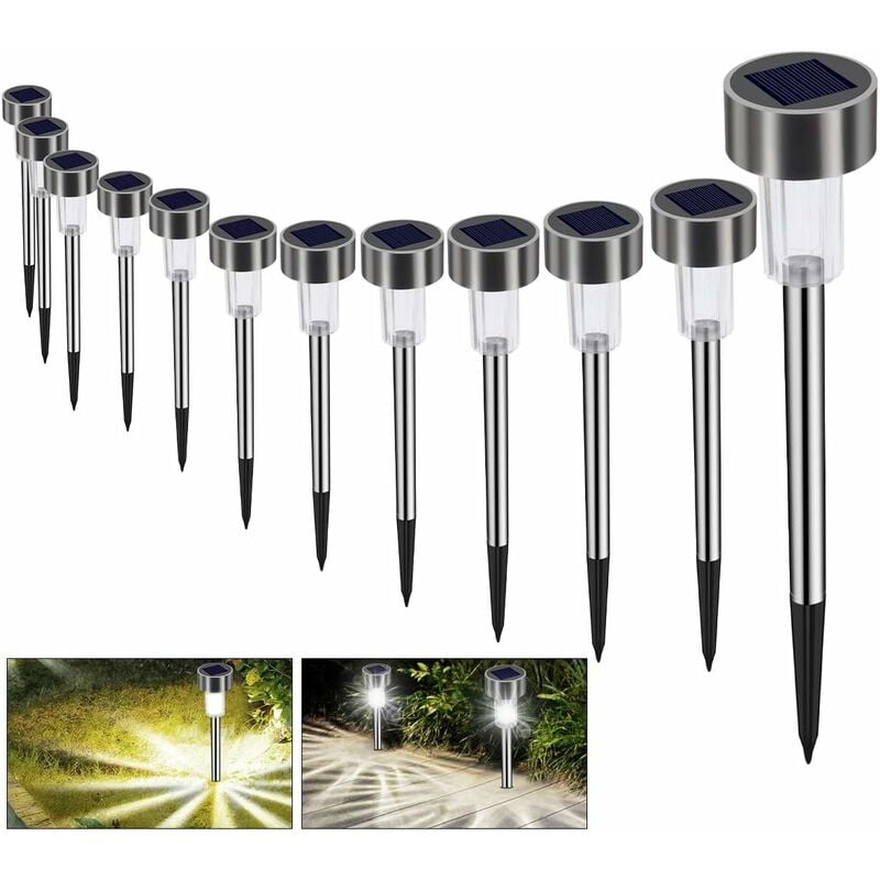 Lampe Solaire Jardin Exterieure au Sol 12pcs Lampes Jardin Etanche Lampe Sans Fil led Décoration Eclairage Solaire Extérieur Blanche Froide Pour