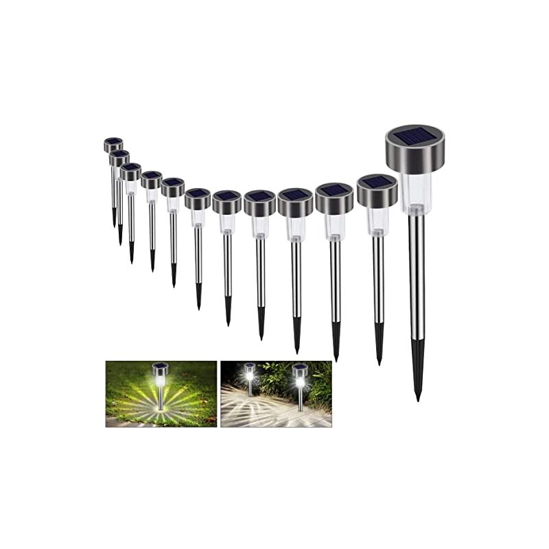 Lampe Solaire Jardin Exterieure au Sol Bawoo 12pcs Lampes Jardin Etanche Lampe Sans Fil led Décoration Eclairage Solaire Extérieur Blanche Froide