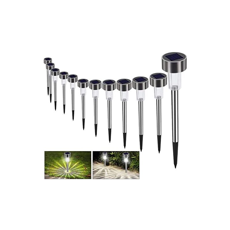 Lampe Solaire Jardin Exterieure au Sol Bawoo 12pcs Lampes Jardin Etanche Lampe Sans Fil led Décoration Eclairage Solaire Extérieur Blanche Froide