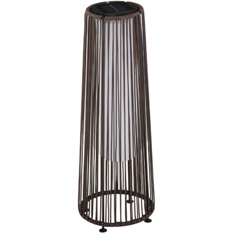 Lampe solaire jardin, LED automatique rotin brun 21,5 x 21,5 x 61 cm