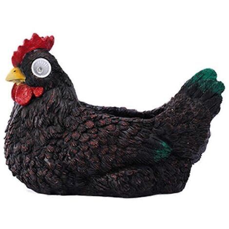 Lampe solaire jardin résine poule décorative, figurine lumineuse extérieure pour pelouse, veilleuse LED sans fil, ornement de jardin étanche.