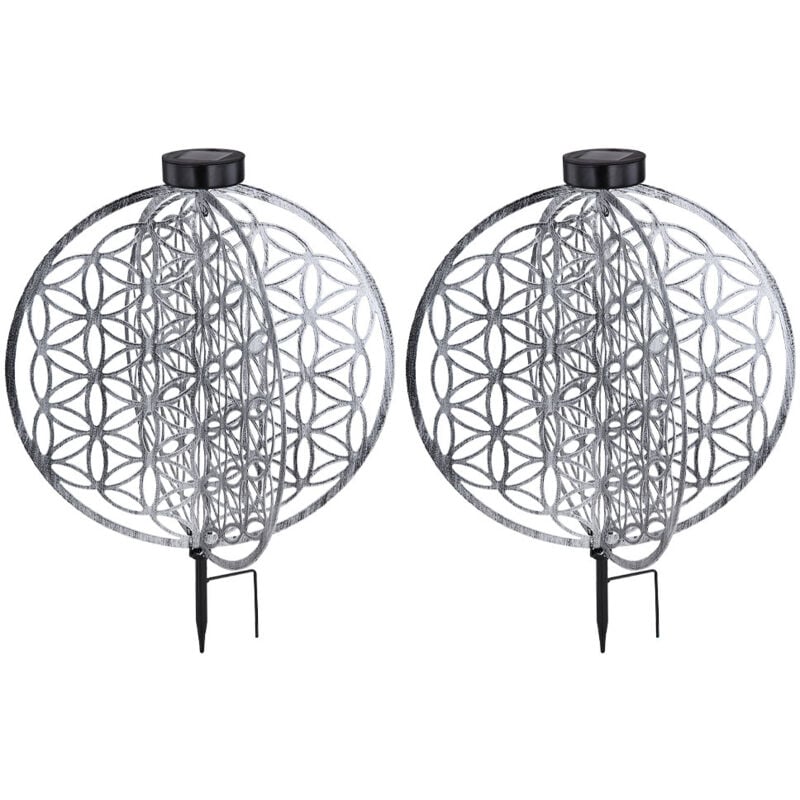Lampe solaire lampe décorative orientale lampe de jardin fleur de vie lampe solaire pour l'extérieur, métal, piquet de terre, 1x led, LxlxH 40x40x51