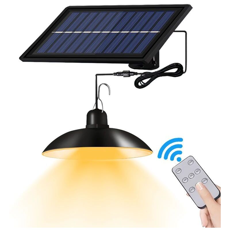 Lampe Solaire, Lampe Solaire Extérieur avec Télécommande, Lampe Solaire Extérieur Intérieur avec Câble 3m, étanche IP65, Suspension Solaire pour