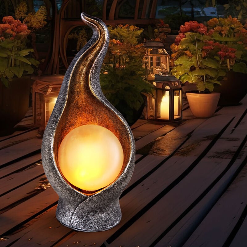 Lampe solaire lampe solaire lampe d'extérieur lampe de jardin lampe d'extérieur zone d'entrée, IP44 anti-éclaboussures optique de flamme argent or,