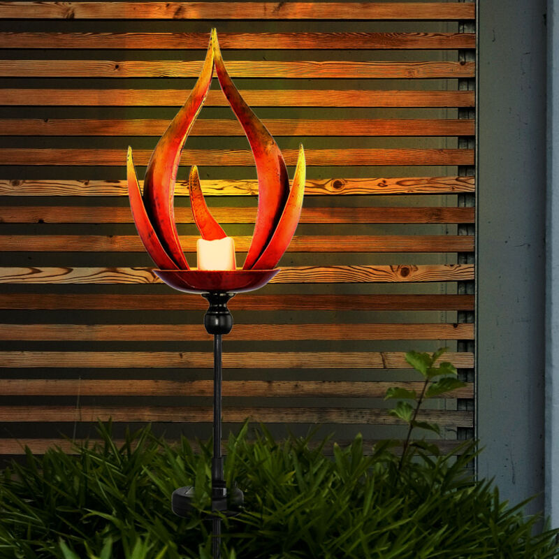 Lampe solaire lampe solaire lampe d'extérieur lampe de jardin lampe d'extérieur zone d'entrée, IP44 anti-éclaboussures optique flamme en métal noir,