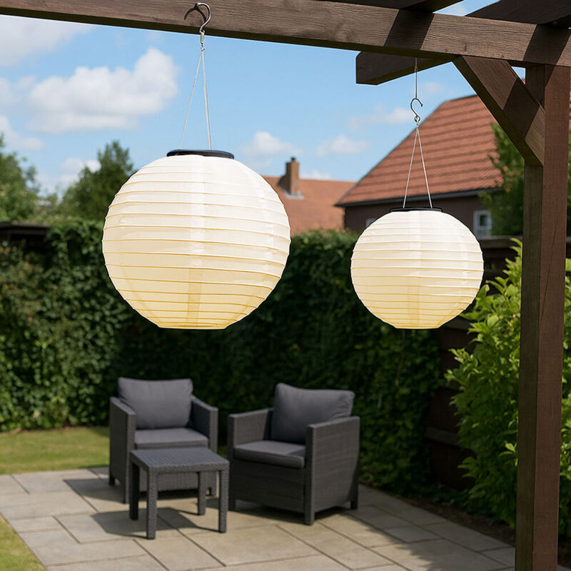 Lampe solaire Lampion Lampe d'extérieur led Lampe suspendue de jardin sableLampe d'extérieur suspendue, acier inoxydable plastique, blanc chaud, DxH