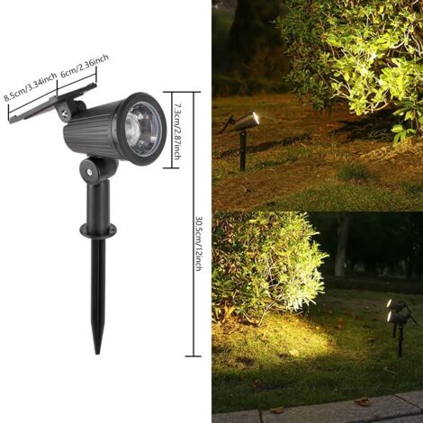 Lampe solaire LED à lumière chaude pour éclairage d’arbres extérieur – Projecteur puissant, étanche IP65, avec piquet de sol, idéale pour jardin, pelouse, cour et villa  yun