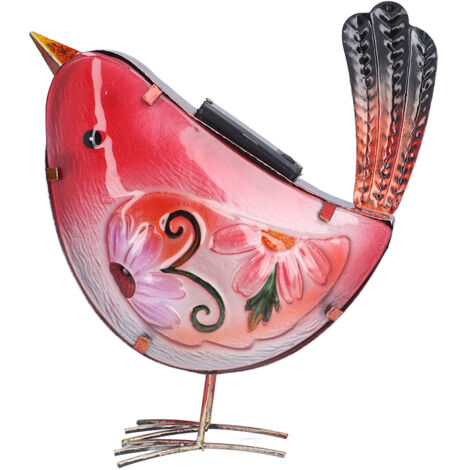 Lampe solaire LED au design oiseau rouge, lampe décorative d'extérieur magnifique, réaliste et vivante, pour pelouse, cour, jardin