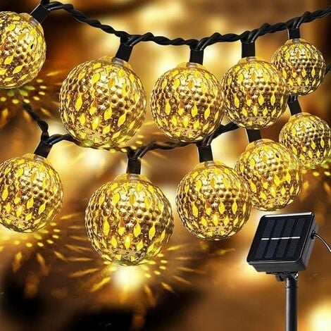 Guirlande lumineuse solaire en fer forgé avec boule marocaine 10 LED pour  extérieur, jardin, cour, décoration de Noël : : Outils et Bricolage