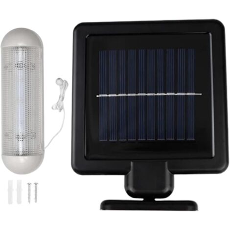 Lampe solaire LED blanche 600 mAh pour garage- bande solaire avec cordon de tirage- applique murale étanche en ABS- convient à une utilisation intérieure et extérieure [Classe énergétique A]