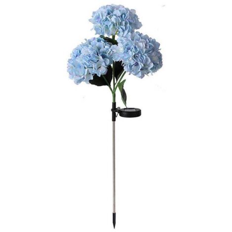 Lampe solaire LED bleue en forme de fleur d'hortensia pour jardin
