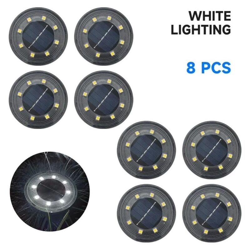 Lampe solaire LED d'extérieur pour le contrôle de l'éclairage du sol Lampe de rue Patio Driveway Lawn Garden Decorative Light (Couleur : Blanc - 8