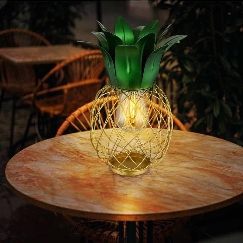 Lampe solaire Ananas Figure de jardin Lampe de décoration Lampe de terrasse Balcon, IP44, batterie, jaune vert, 1x led, DxH 20x28 cm