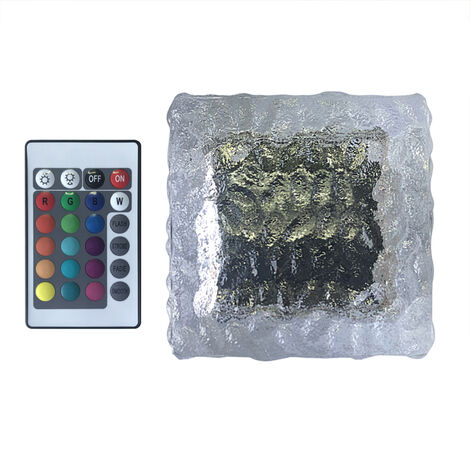 Lampe Solaire LED en Brique de Verre 16 Couleurs RVB en Forme de Cube de Glace Lumières de Pelouse Extérieures Étanche Décorative Fêtes de Noël Fée Paysage Lampe Carrelage Carré Lampe Souterraine avec