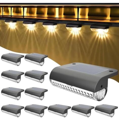 Lampe Solaire LED Extérieur Jardin,12 Pièces Lampe Solaire Exterieur,Lumières de Clôture Solaire Etanche,pour Escaliers,Marches,Clôtures,Cour,Terrasse,Blanc Chaud