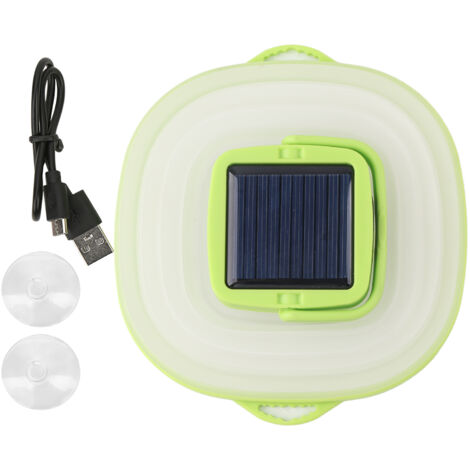 Lampe Solaire LED Extérieure avec Cadre Vert, 3 Niveaux de Luminosité, IP65 pour Camping et Intérieur