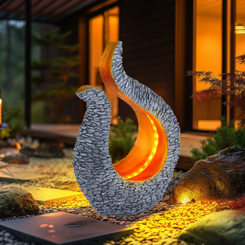 Lampe solaire led gris or pierre optique sculpture jardin éclairage extérieur balcon cour décoration lampe design