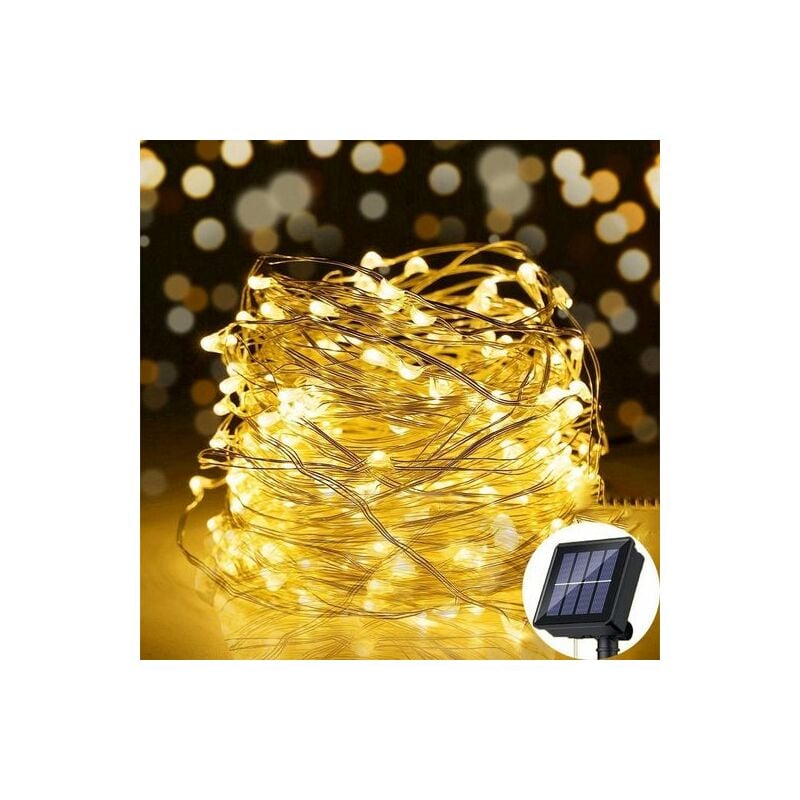 Lampe solaire led, Guirlande Lumineuse Solaire , Bande led, 7M ,50lumières, Convient pour jardin, mariage, fête, Blanc chaud Kinsi