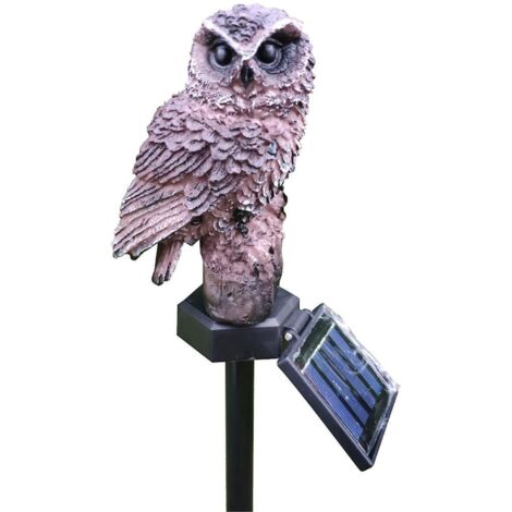 lampe Solaire Led Hibou - Marron, Simulation D'animal En Rsine Pour Jardin Et Patio, Lampe De Sol Pour Pelouse