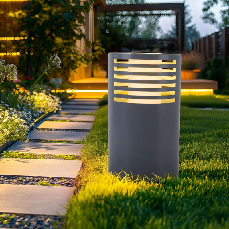 Lampe solaire à LED Lampe d'allée Lampe de jardin Lampe extérieure sur pied, plastique blanc, blanc chaud, DxH 20x35 cm