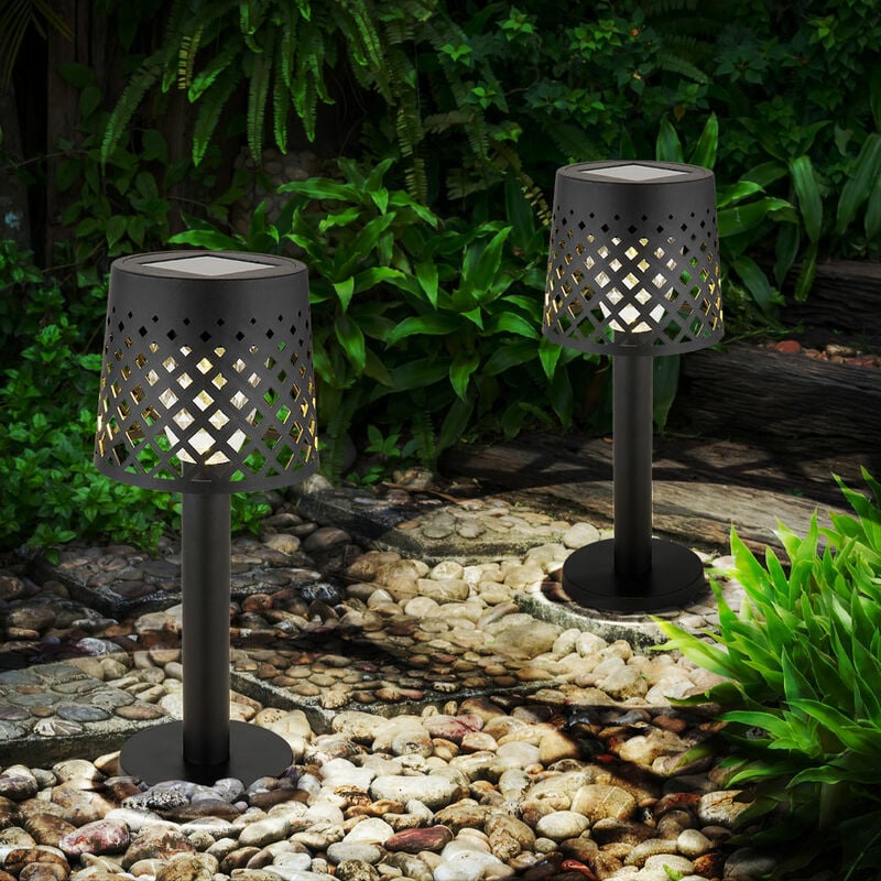 Lampe solaire led, lampe de table, lampe d'extérieur, lampe de terrasse, lampe de jardin, plastique transparent noir, batterie 6-8h IP44, blanc chaud