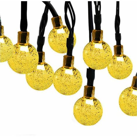 Lampe solaire LED, LED Ballon Lumière, Bande LED, 7M 50 lumières, Convient pour jardin, mariage, Blanc chaud, KINSI