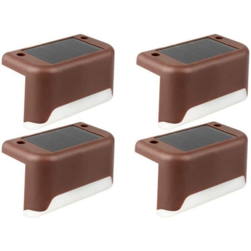Lampe solaire LED pour terrasse, éclairage extérieur pour chemin de jardin, échelle de clôture (lot de 4 marron) Lampe solaire LED pour terrasse, éclairage extérieur pour chemin de jardin, échelle de clôture (lot de 4 marron)