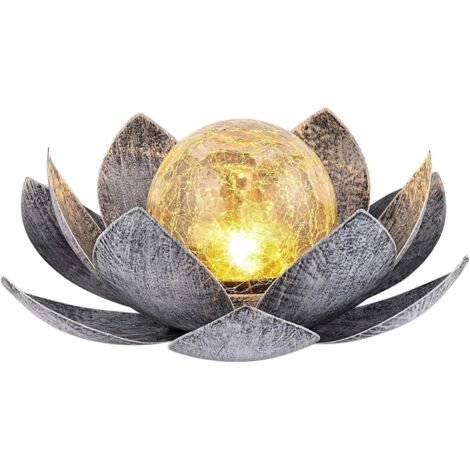 Lampe Solaire Lotus 28x28x12cm Fleur Lotus Avec Globe En