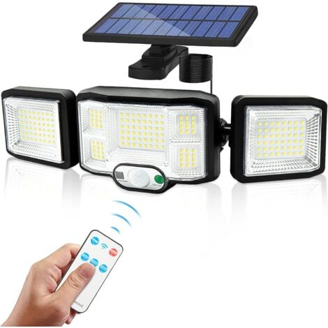 GOTRAYS Lampe solaire murale d'extérieur Lampe à Led 3 têtes 192 Leds Détecteur de mouvement Eclairage de sécurité Ip65 étanche FD77310229