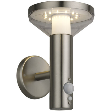 Lampe Solaire Murale LED - 2W - Aluminium Brossé - Capteur - IP44