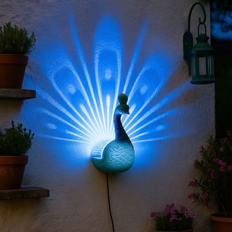Lampe solaire paon applique murale d'extérieur chiffres changeur de couleur de lumière solaire, batterie IP44, montage mural coloré, led rvb, LxlxH